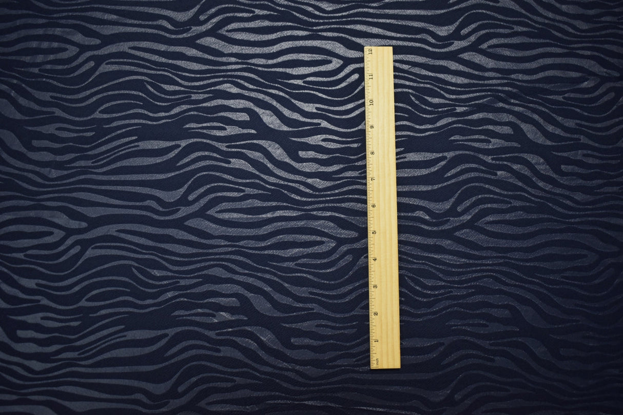1 Yard Deep Navy Zebra Print Liverpool Stretch Spandex Double Knit Fabric Textured 60 Inches