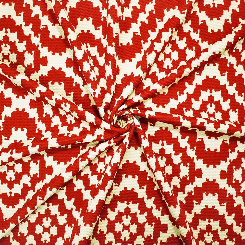 1 Yard Orange-Beige Abstract Diamond Bullet Knit Stretch Spandex Fabric Textured 60 Inches