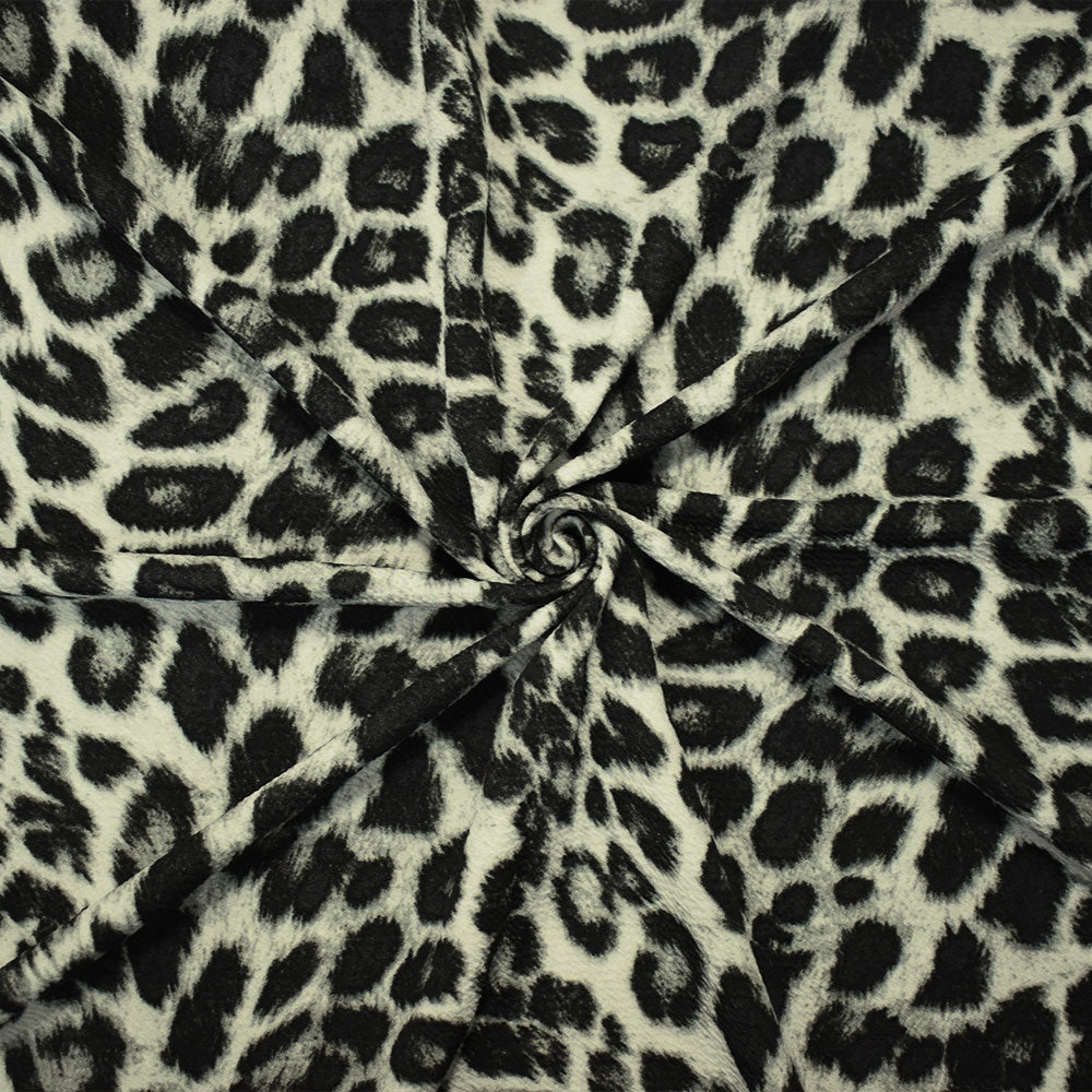 1 Yard Black-Gray Leopard Liverpool Stretch Spandex Double Knit Fabric Textured 61 Inches