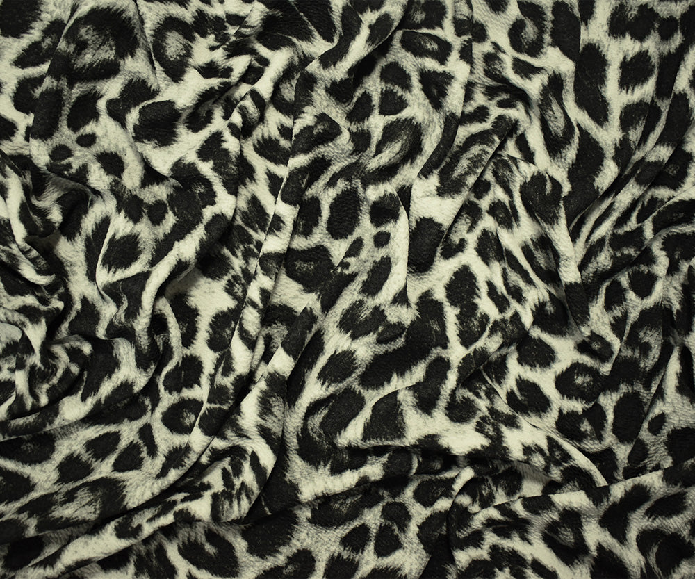 1 Yard Black-Gray Leopard Liverpool Stretch Spandex Double Knit Fabric Textured 61 Inches