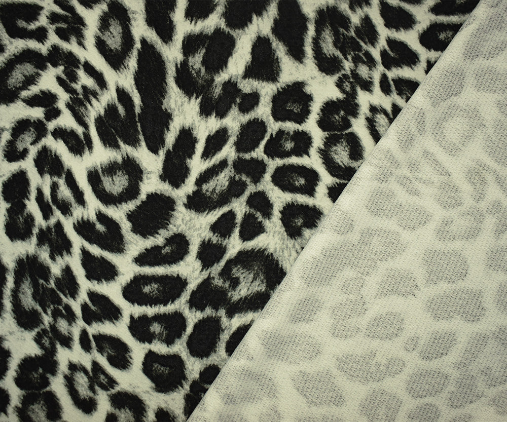 1 Yard Black-Gray Leopard Liverpool Stretch Spandex Double Knit Fabric Textured 61 Inches