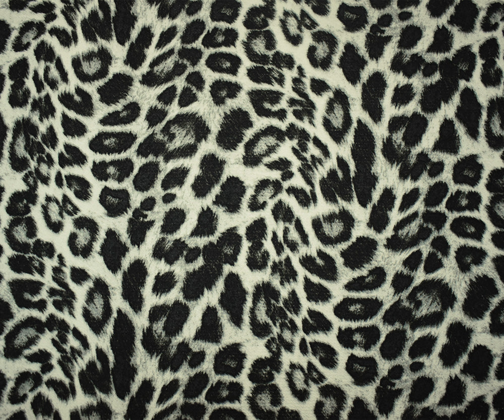 1 Yard Black-Gray Leopard Liverpool Stretch Spandex Double Knit Fabric Textured 61 Inches