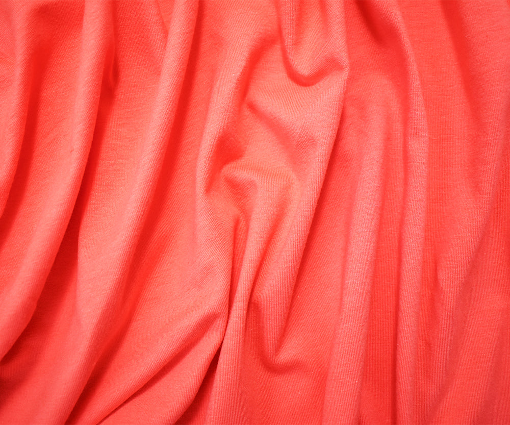 1 Yard Coral Orange Cotton Solid Stretch Spandex Jersey Knit Fabric 64 Inches Width