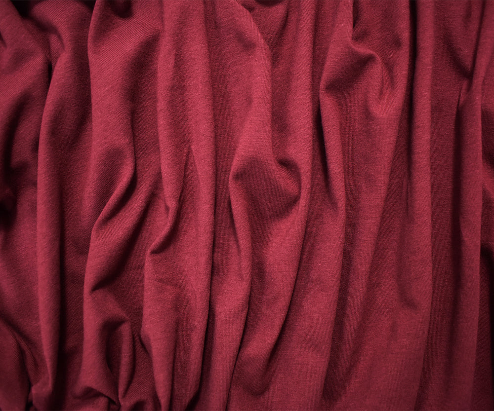 1 Yard Deep Red Cotton Solid Stretch Spandex Jersey Knit Fabric, Soft and Warm for Comfortable Apparel, 60 Inches Wide