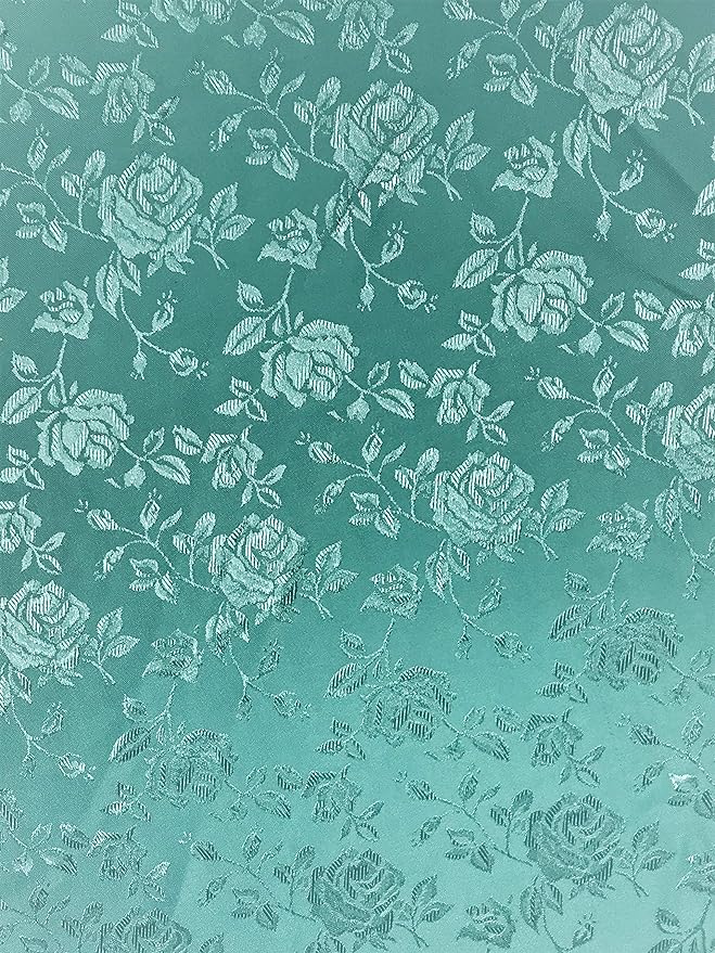 Rose Floral Jacquard Satin Fabric by the Yard 59/60″ Width