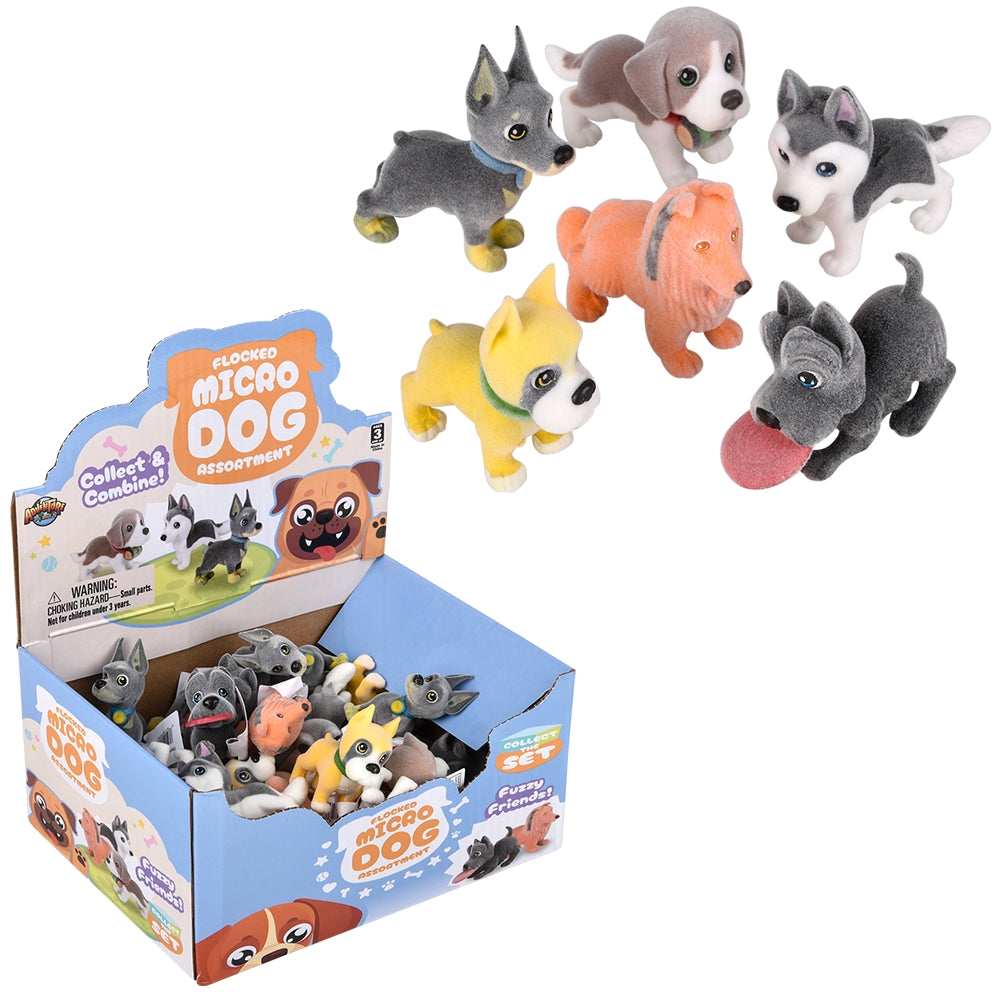Flocked Micro Dog Assortment (24 Pc Display)
