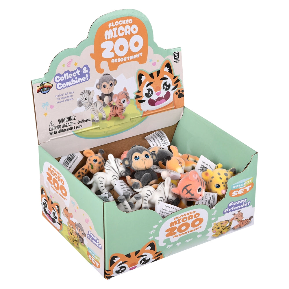 Flocked Micro Zoo Assortment (24 Pc Display)