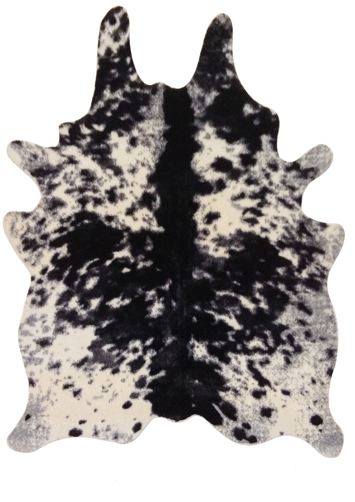 Vegan Cowhide Faux Print Faux Fur Rug - Black White Cowhide Print, 5' X 7' (1 Rug)