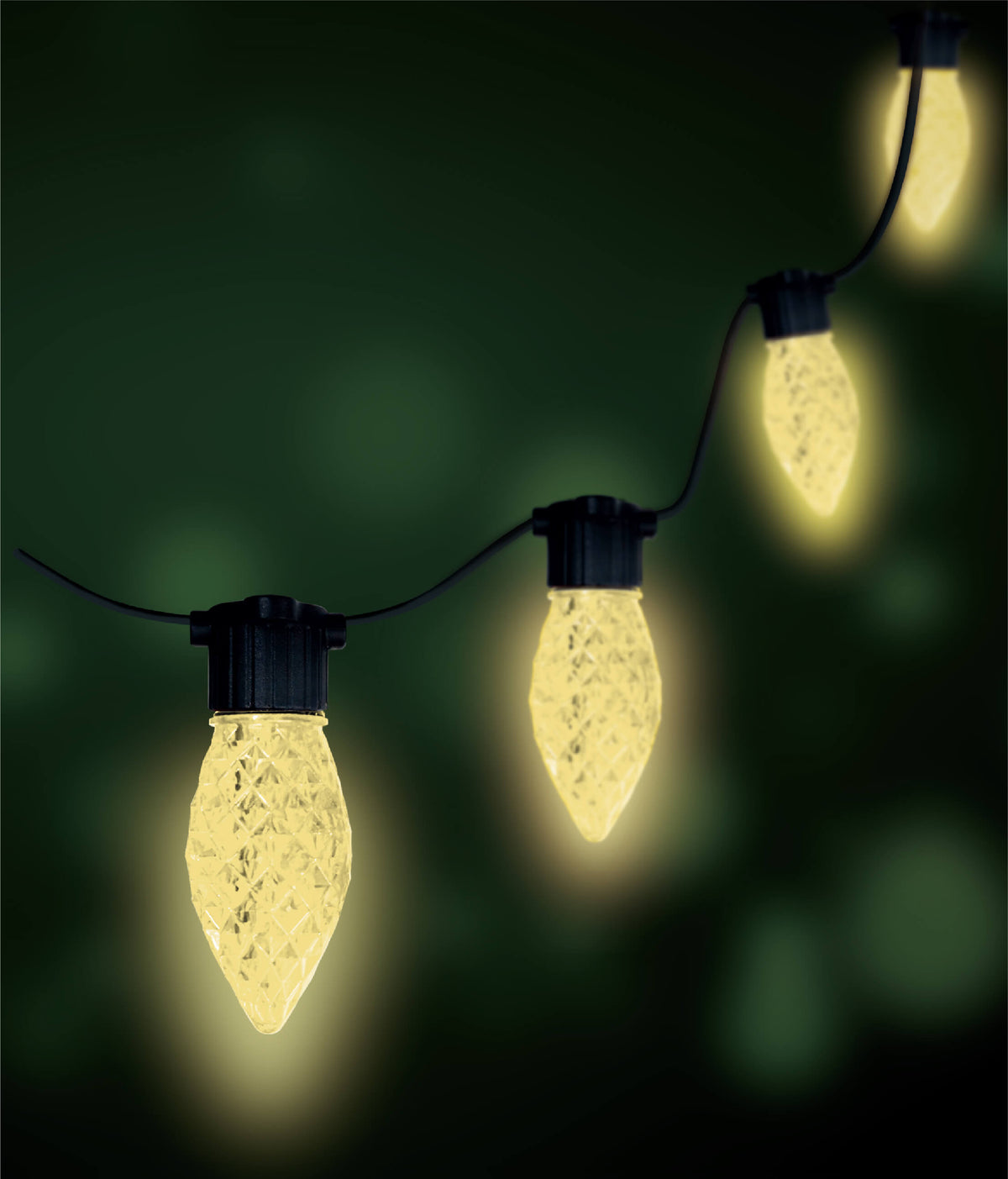C9 Warm White Faceted 25 LED Light Set