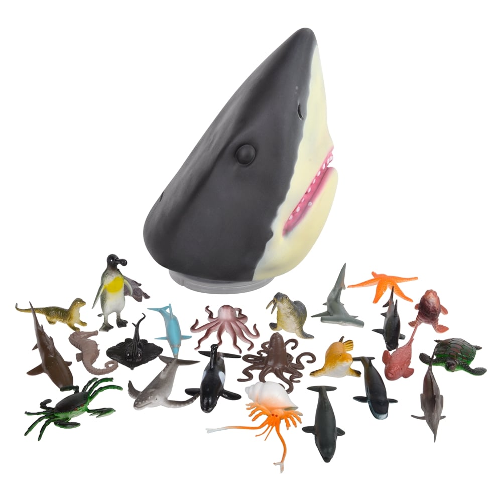 Aquatic Animal Set With Shark Head Case (24 PC)