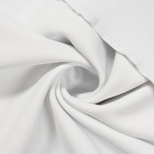 Brushed Polyester Spandex Tricot Fabric - White, 58/60" Width, 200 GSM (1 Yard)