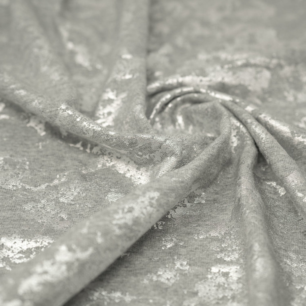 Cloud 9 Foil Printed Brushed Terry Fleece Fabric - Metallic Speckled Foil Print, 57" Width (1 Yard)