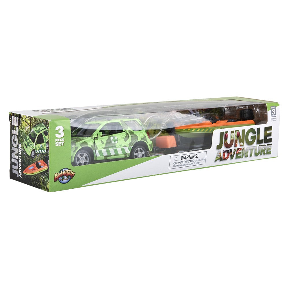 Die-Cast Jungle Rover and Speedboat Set