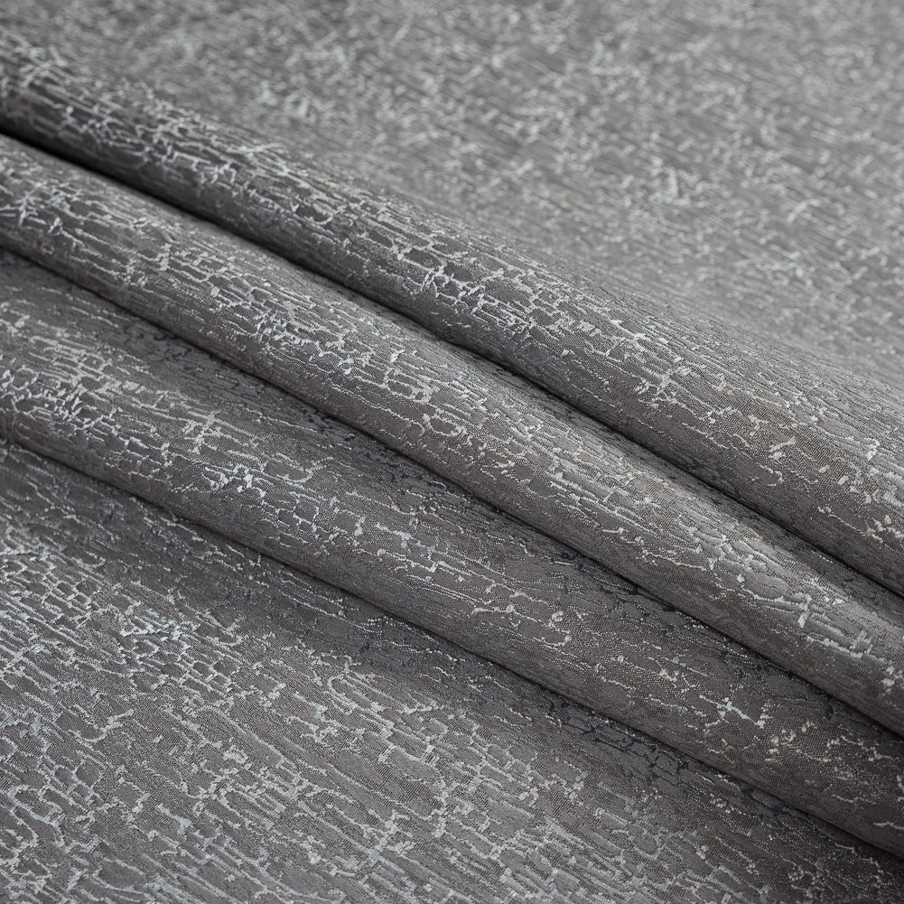 Satin-Face Jacquard - Slate Crackle - British Imported
