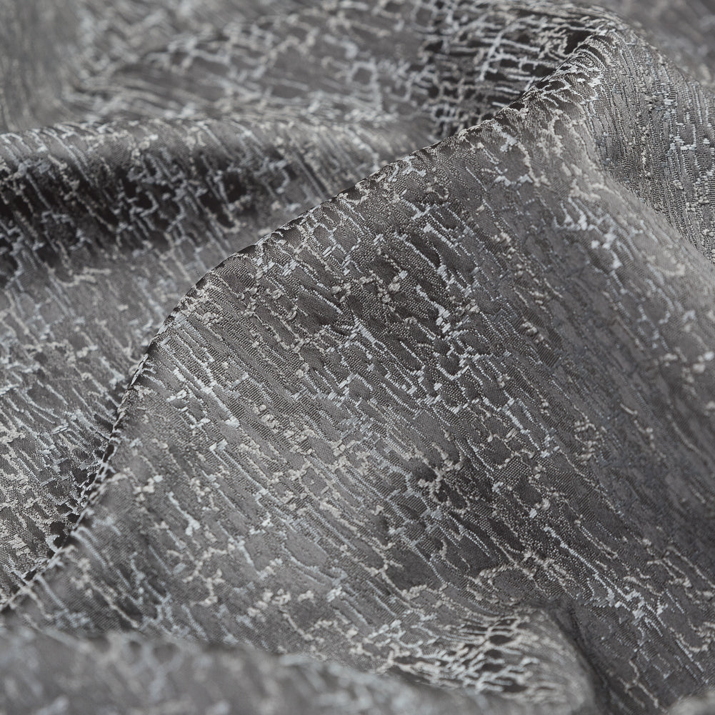 Satin-Face Jacquard - Slate Crackle - British Imported