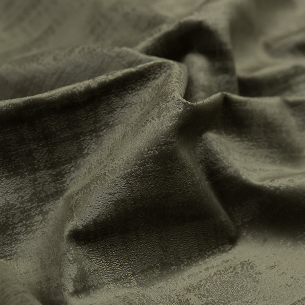 Embossed Textured Velvet - Olive - British Imported