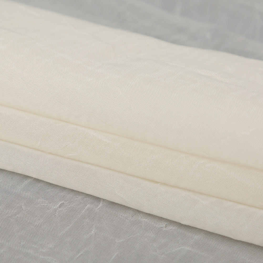 Wrinkled Drapery Sheer Fabric - Oyster - British Imported