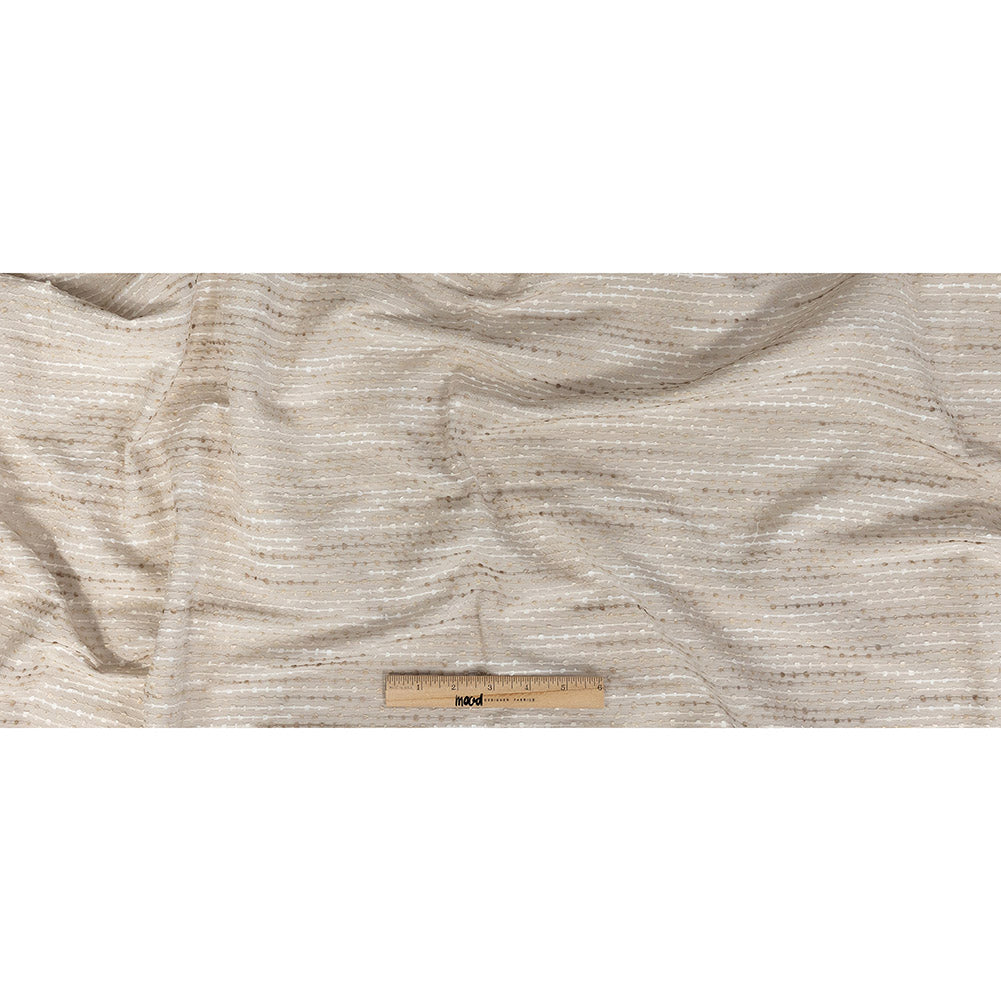Drapery Faille with Raised Woven Stripes - Oyster British Imported