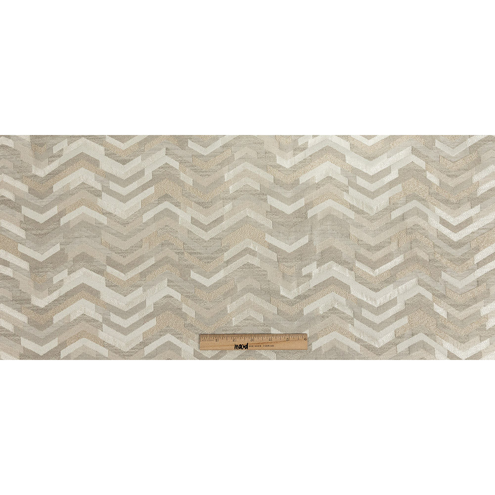 Polyester Jacquard - Linen Tactile Zig Zags - British Imported