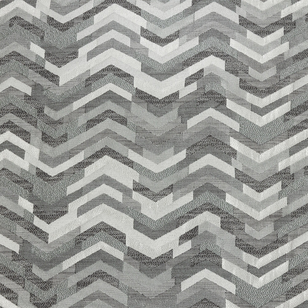 Polyester Jacquard - Silver Tactile Zig Zags - British Imported