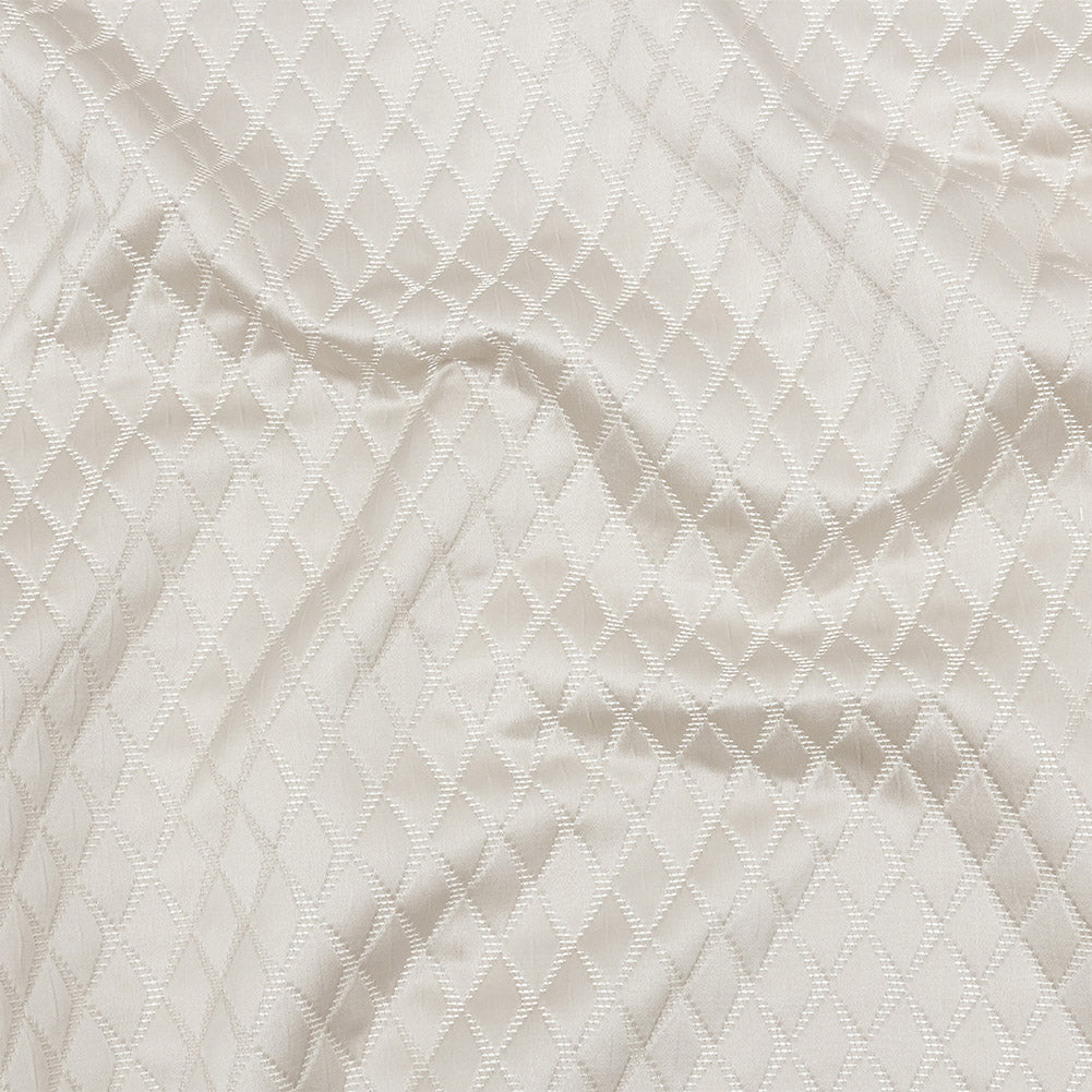Satin-Faced Jacquard - Taupe Shadow Diamonds - British Imported