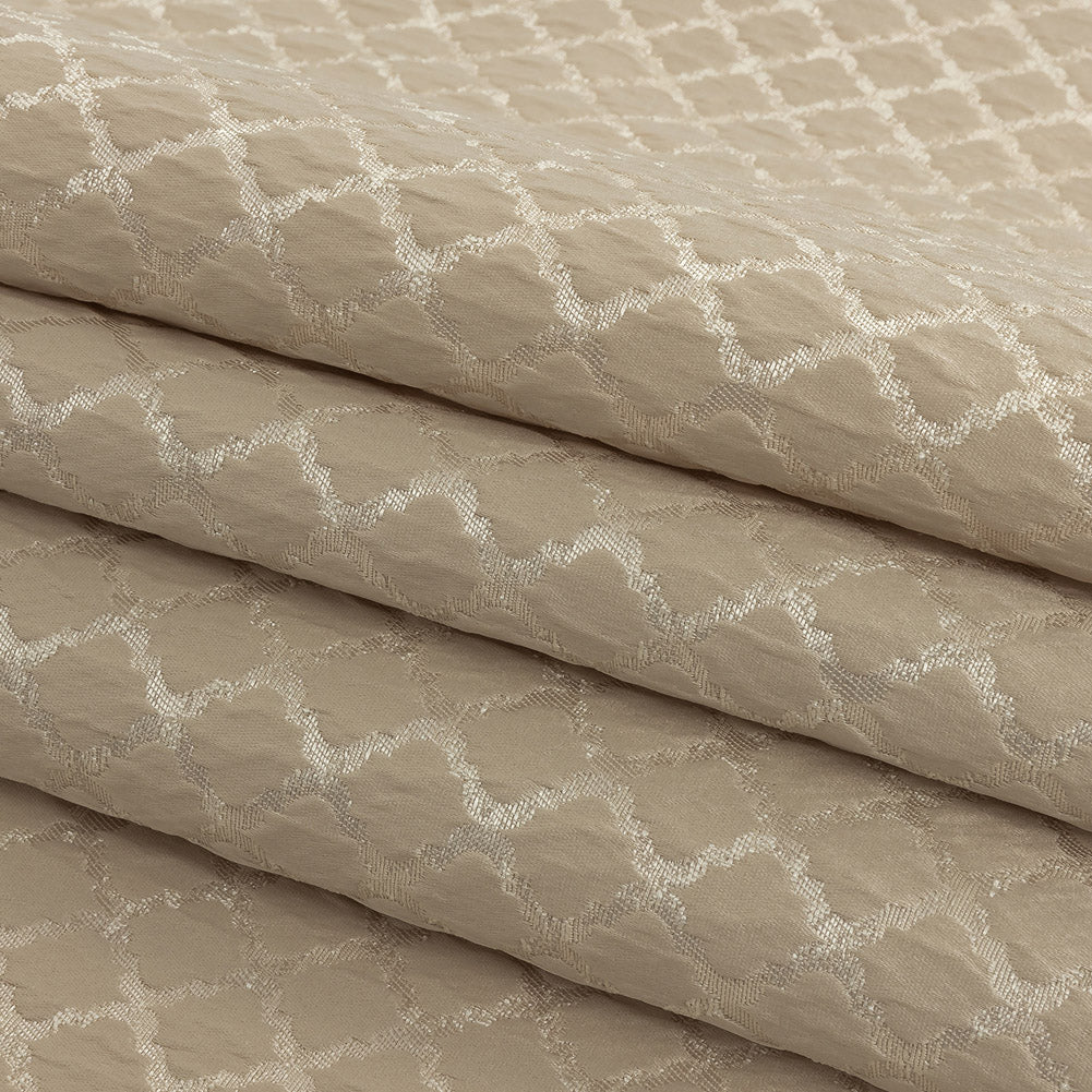 Drapery Jacquard - Champagne Moroccan Quatrefoil - British Imported