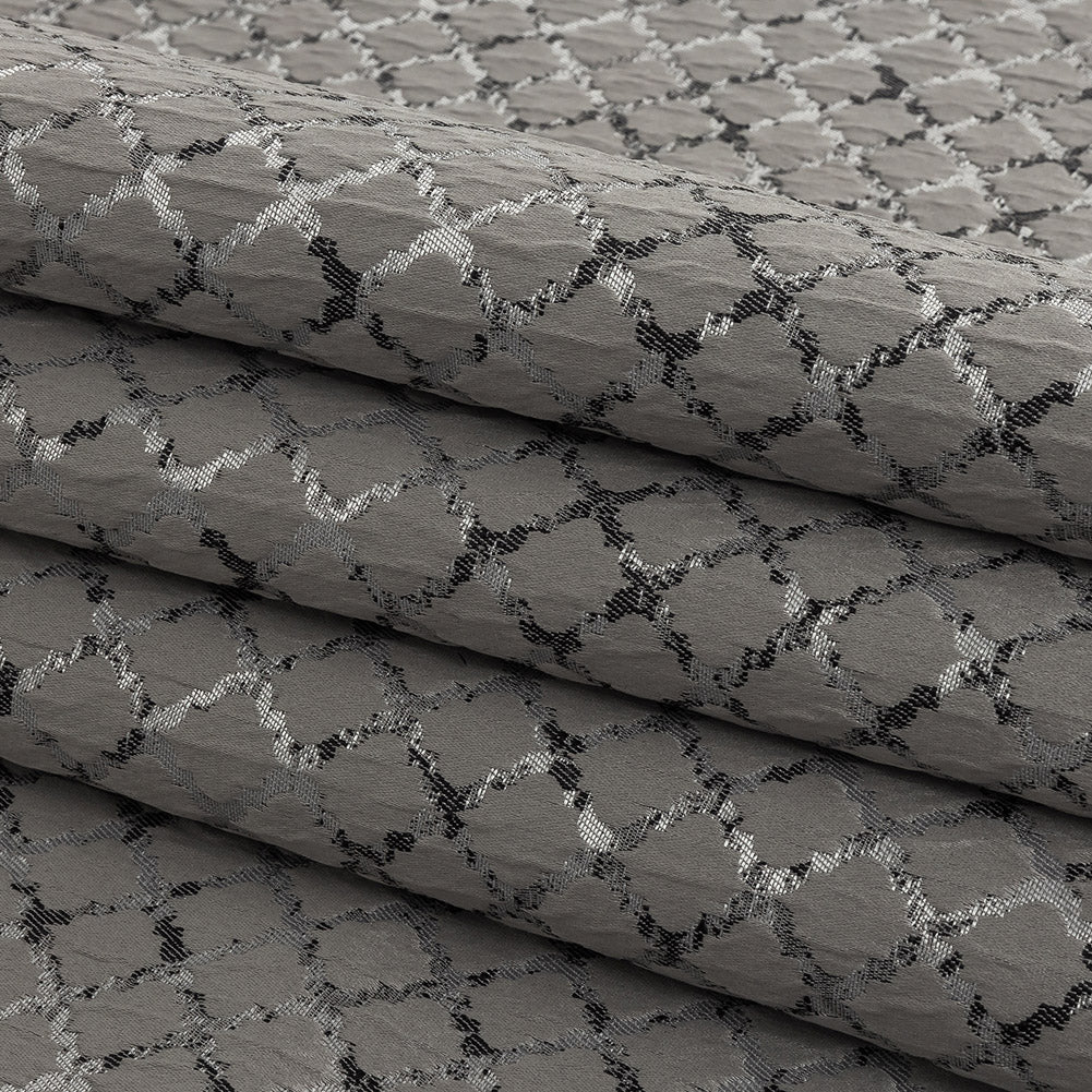 Drapery Jacquard - Graphite Moroccan Quatrefoil - British Imported