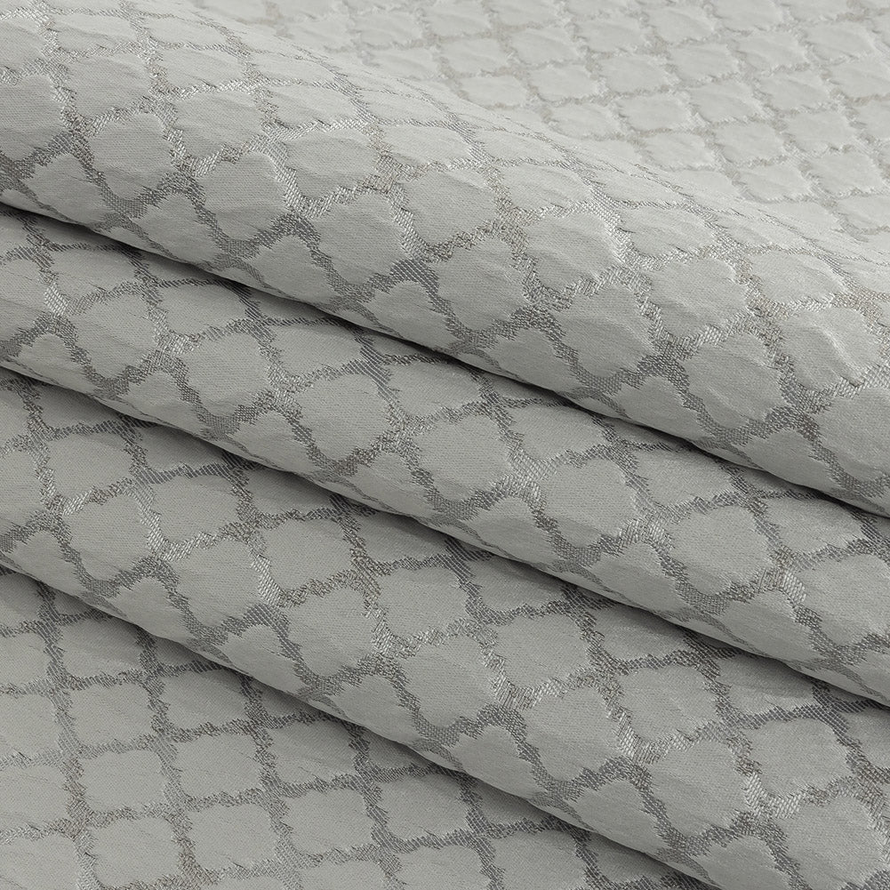 Drapery Jacquard - Platinum Moroccan Quatrefoil - British Imported