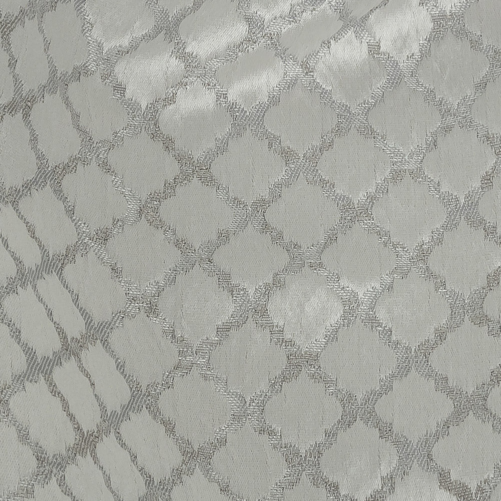 Drapery Jacquard - Platinum Moroccan Quatrefoil - British Imported
