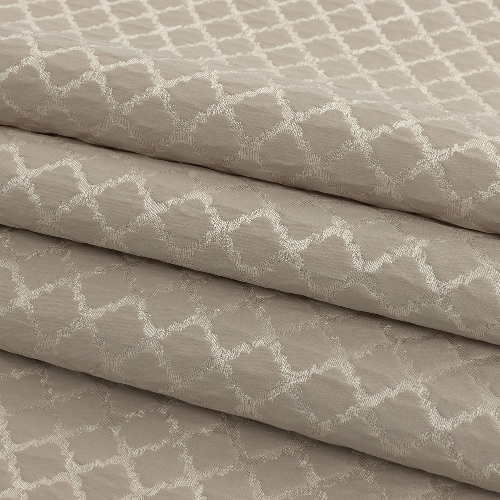 Drapery Jacquard - Taupe Moroccan Quatrefoil - British Imported