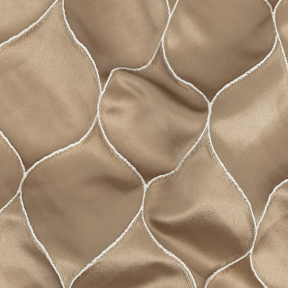 Satin-Faced Drapery Jacquard - Champagne Ogees - British Imported