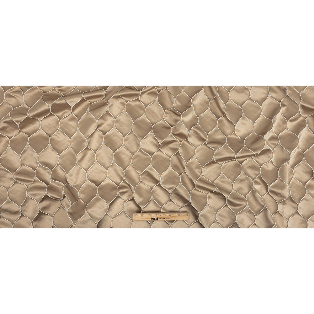 Satin-Faced Drapery Jacquard - Champagne Ogees - British Imported