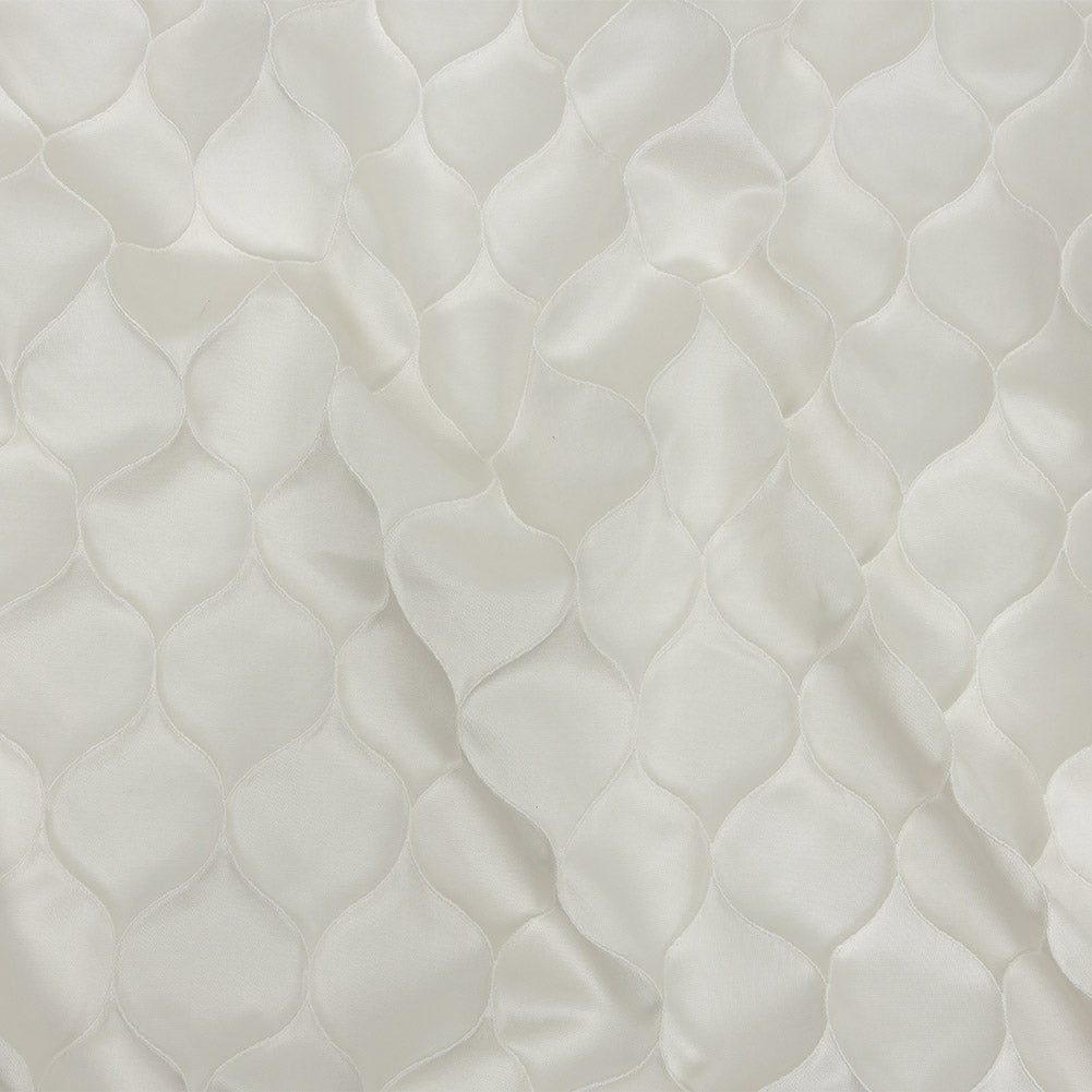 Satin-Faced Drapery Jacquard - Ivory Ogees - British Imported
