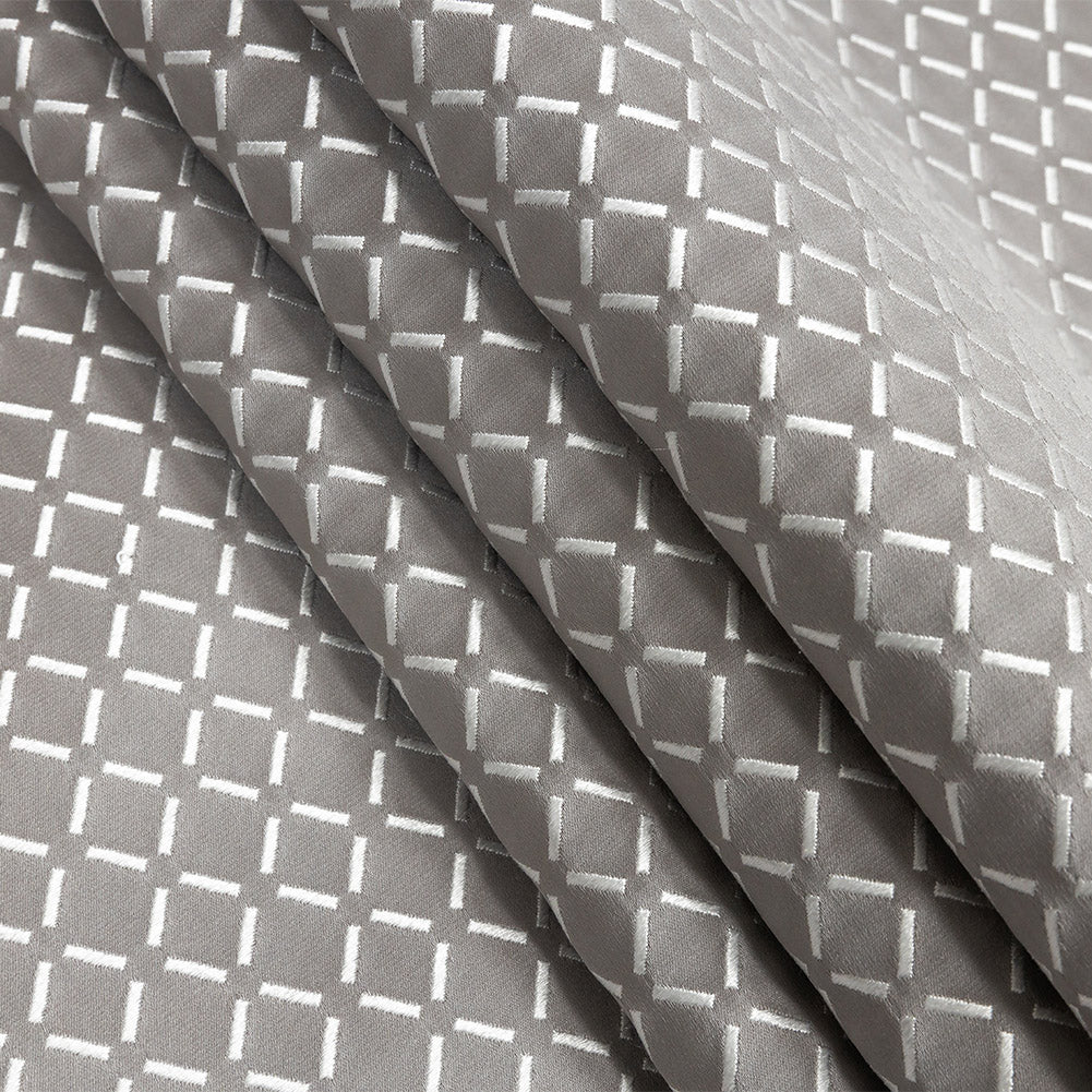 Satin-Faced Jacquard - Graphite Broken Diamonds - British Imported