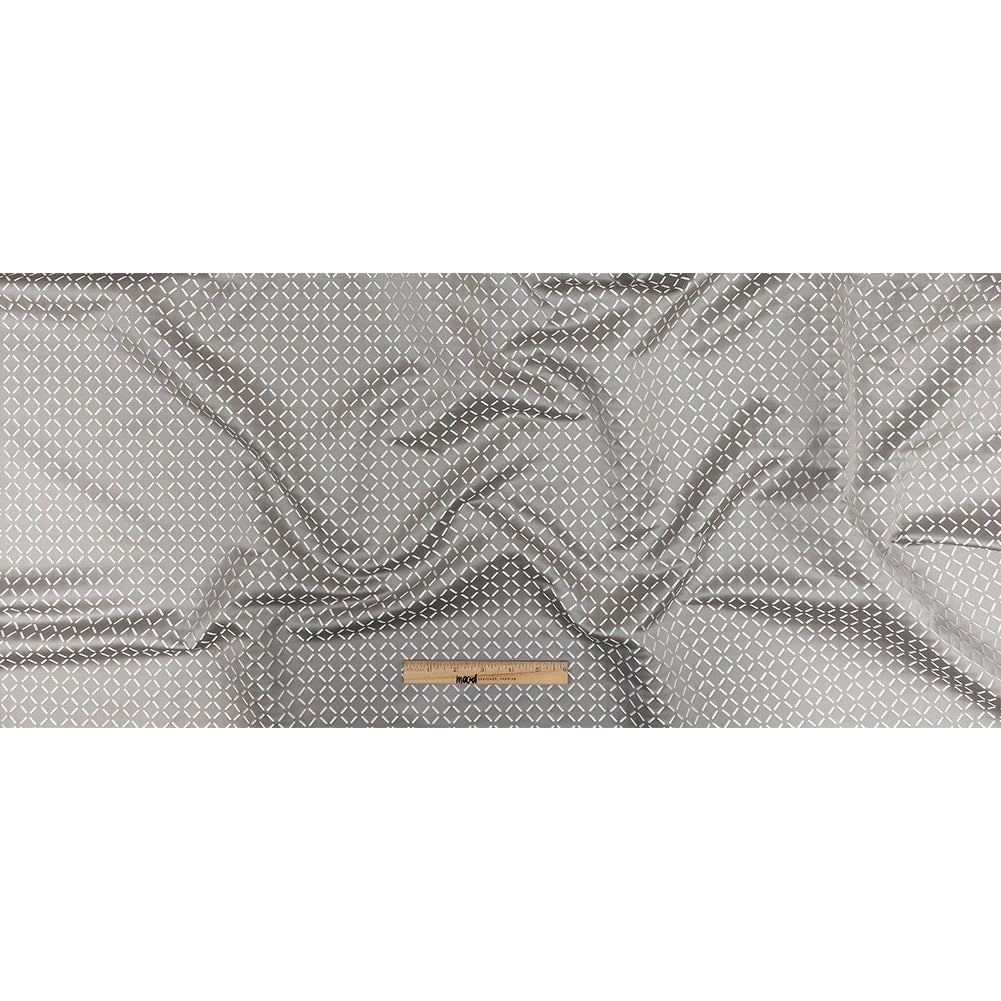 Satin-Faced Jacquard - Graphite Broken Diamonds - British Imported