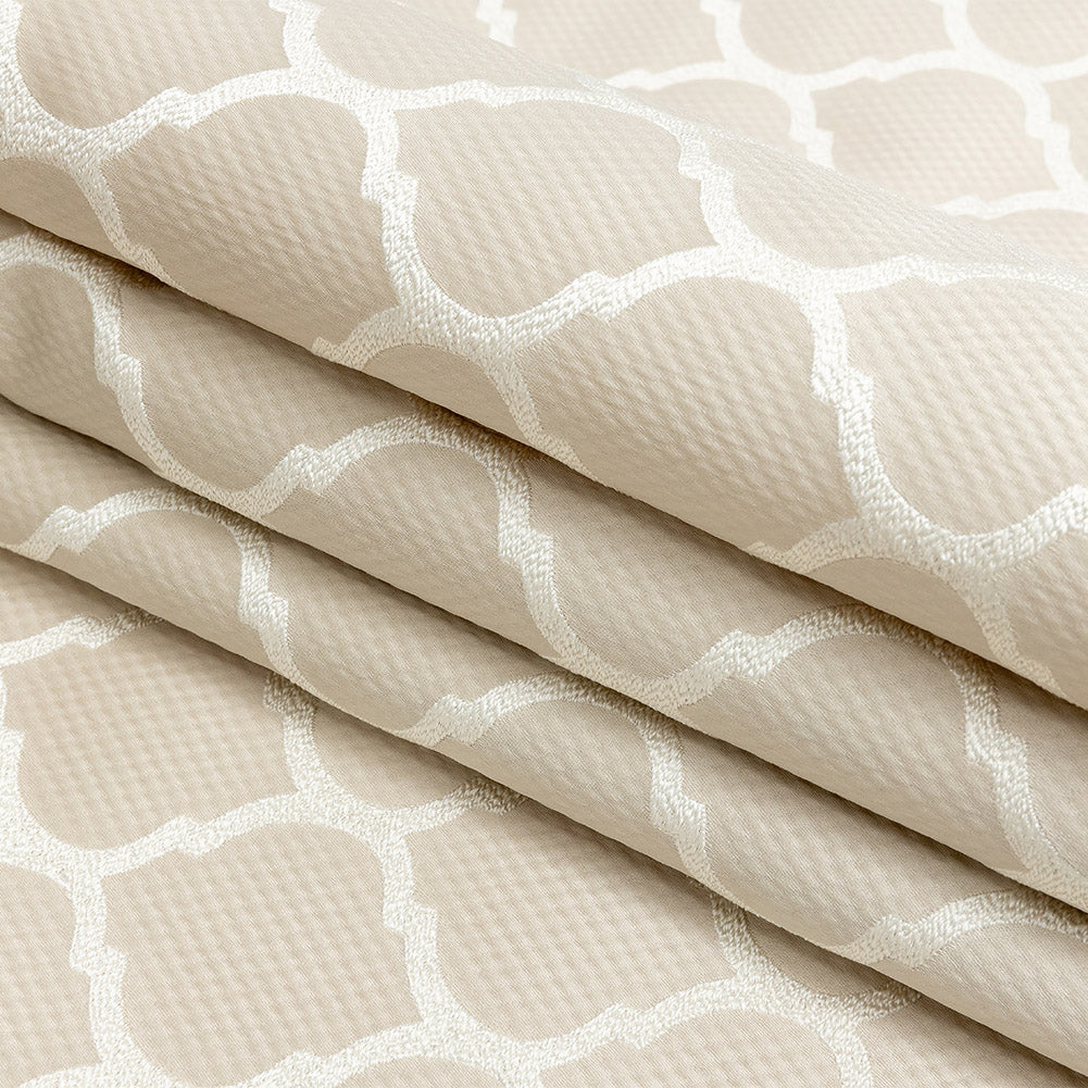 Satin-Faced Jacquard - Champagne Moroccan Quatrefoil - British Imported