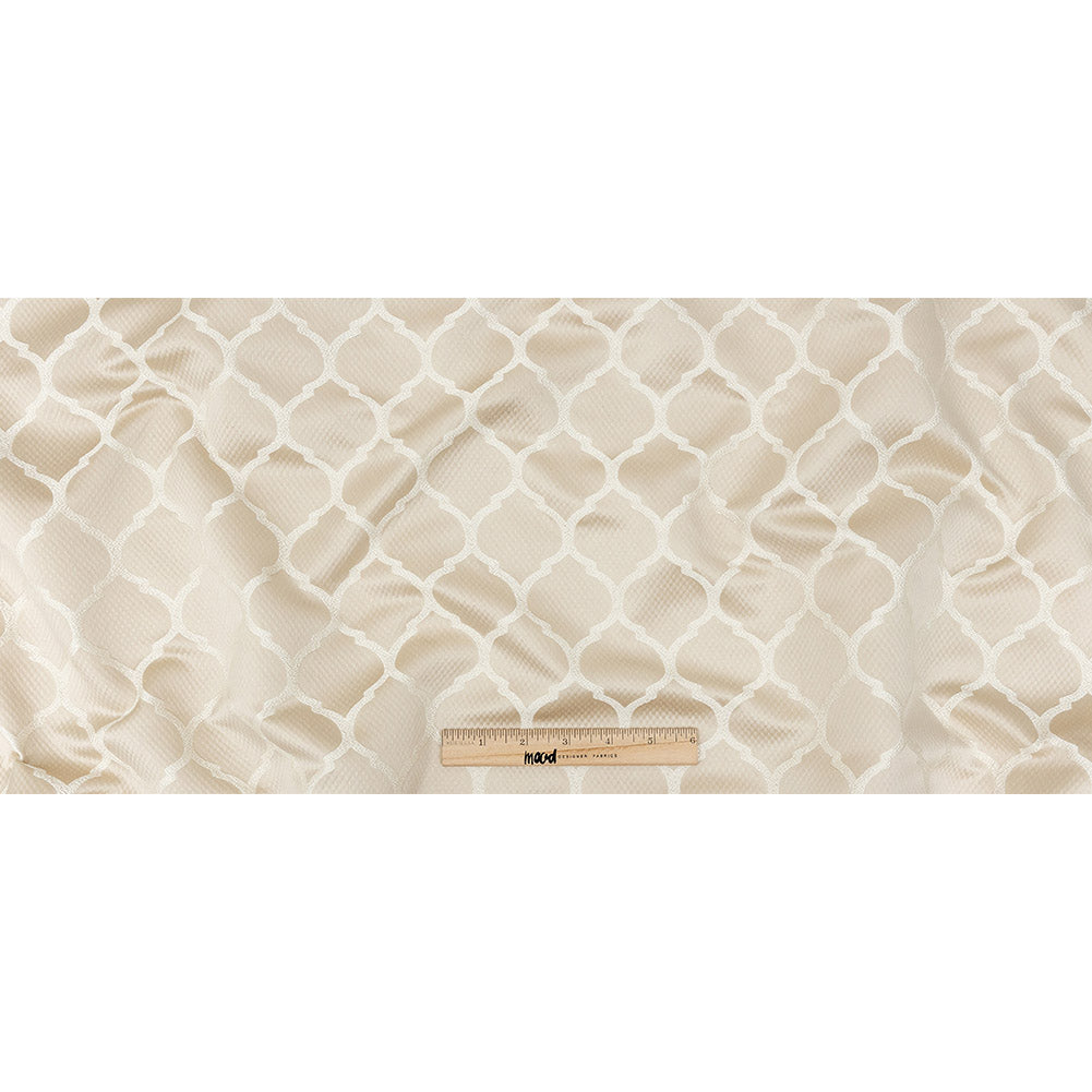 Satin-Faced Jacquard - Champagne Moroccan Quatrefoil - British Imported