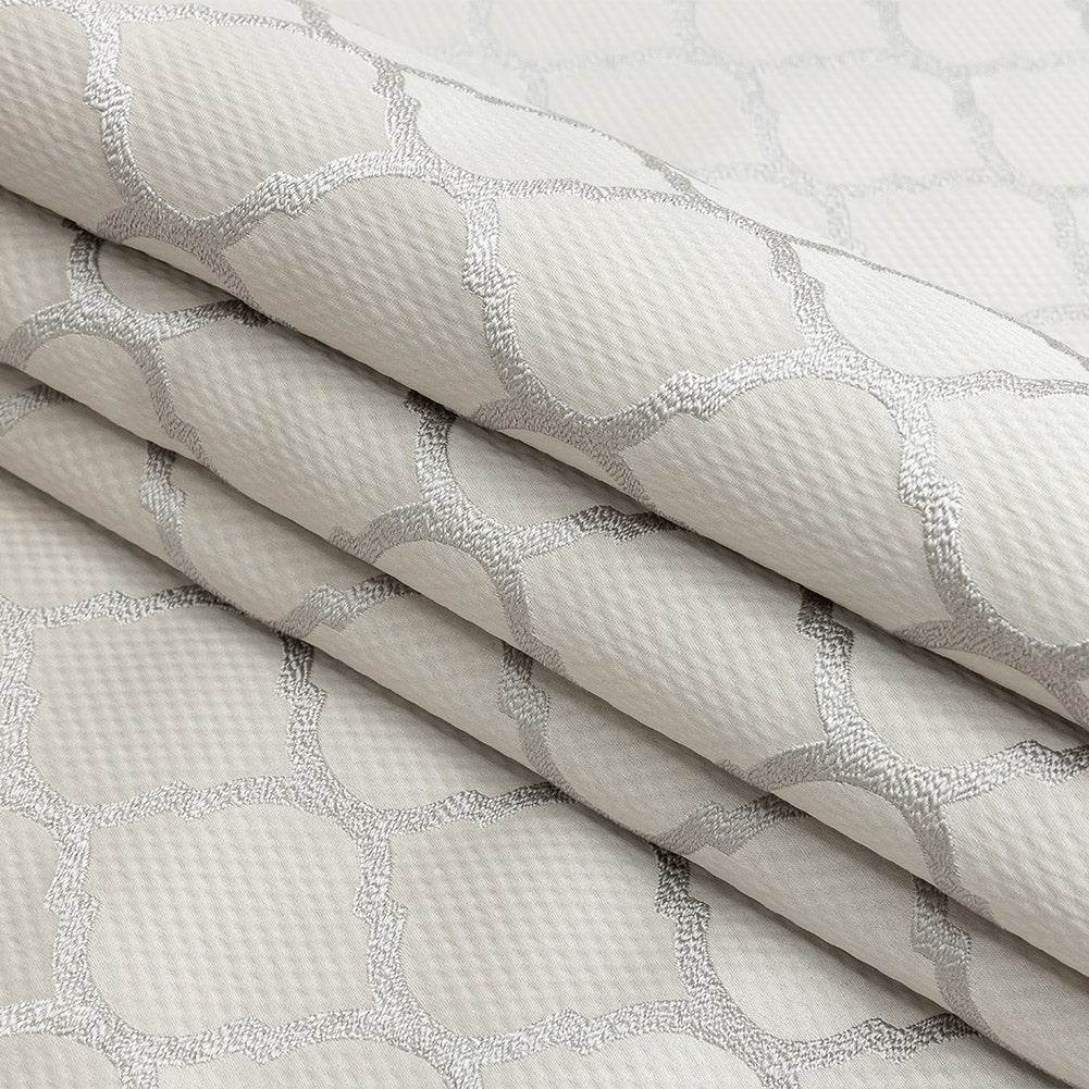 Satin-Faced Jacquard - Fawn Moroccan Quatrefoil - British Imported
