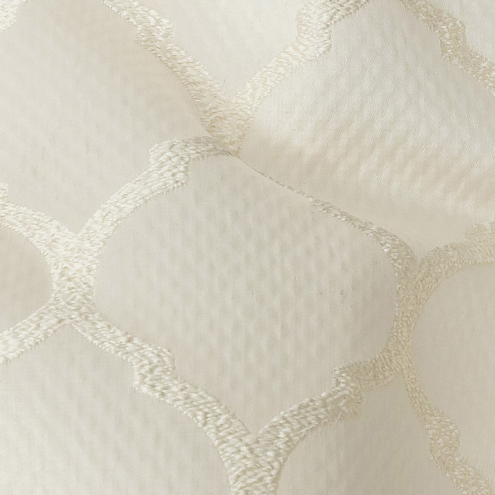 Satin-Faced Jacquard - Ivory Moroccan Quatrefoil - British Imported