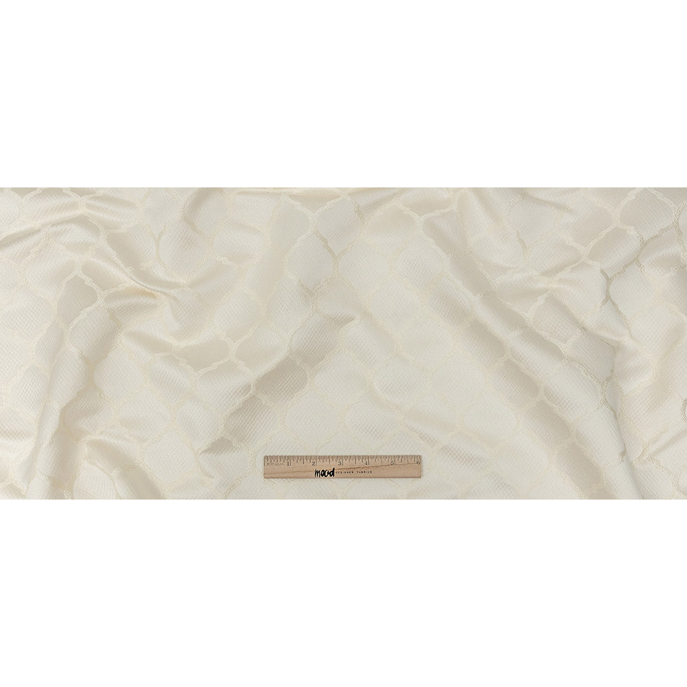 Satin-Faced Jacquard - Ivory Moroccan Quatrefoil - British Imported