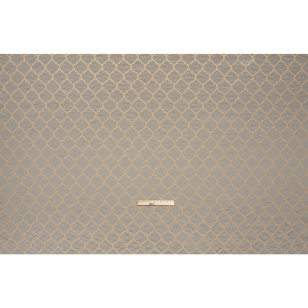 Satin-Faced Jacquard - Pewter Moroccan Quatrefoil - British Imported