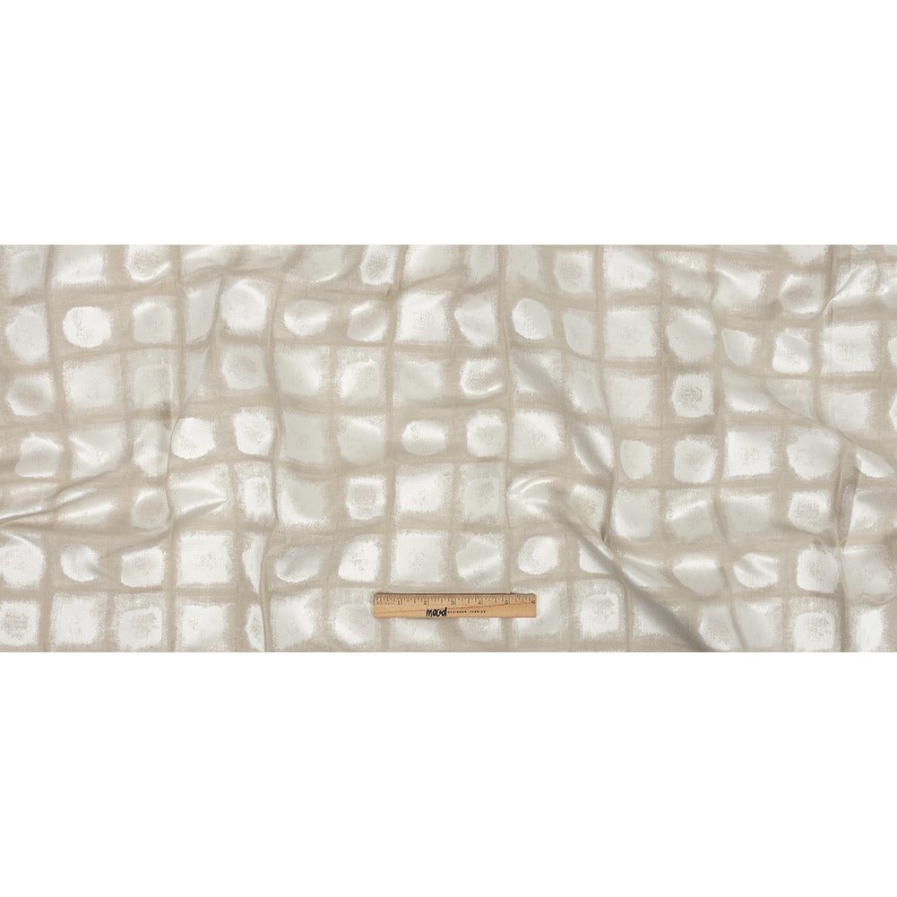 Drapery Jacquard - Oyster Painterly Squares - British Imported
