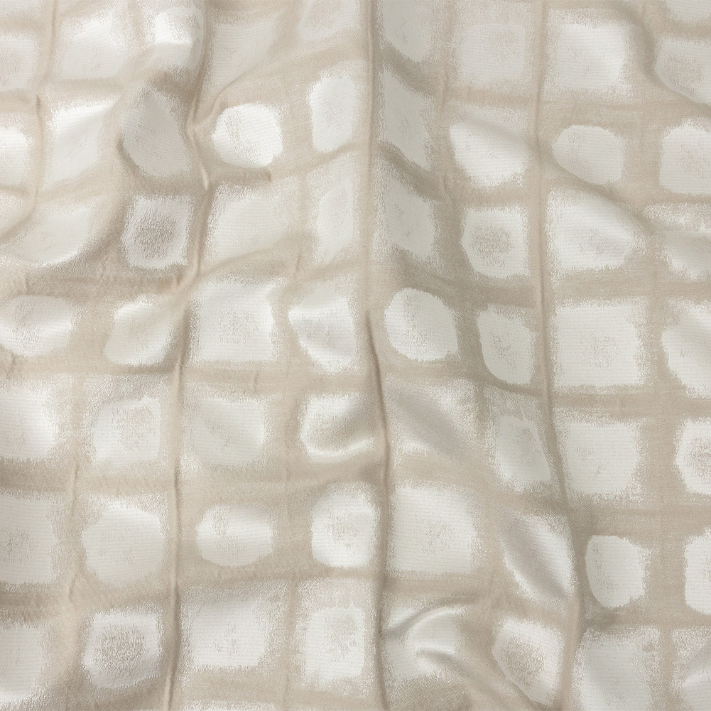 Drapery Jacquard - Oyster Painterly Squares - British Imported