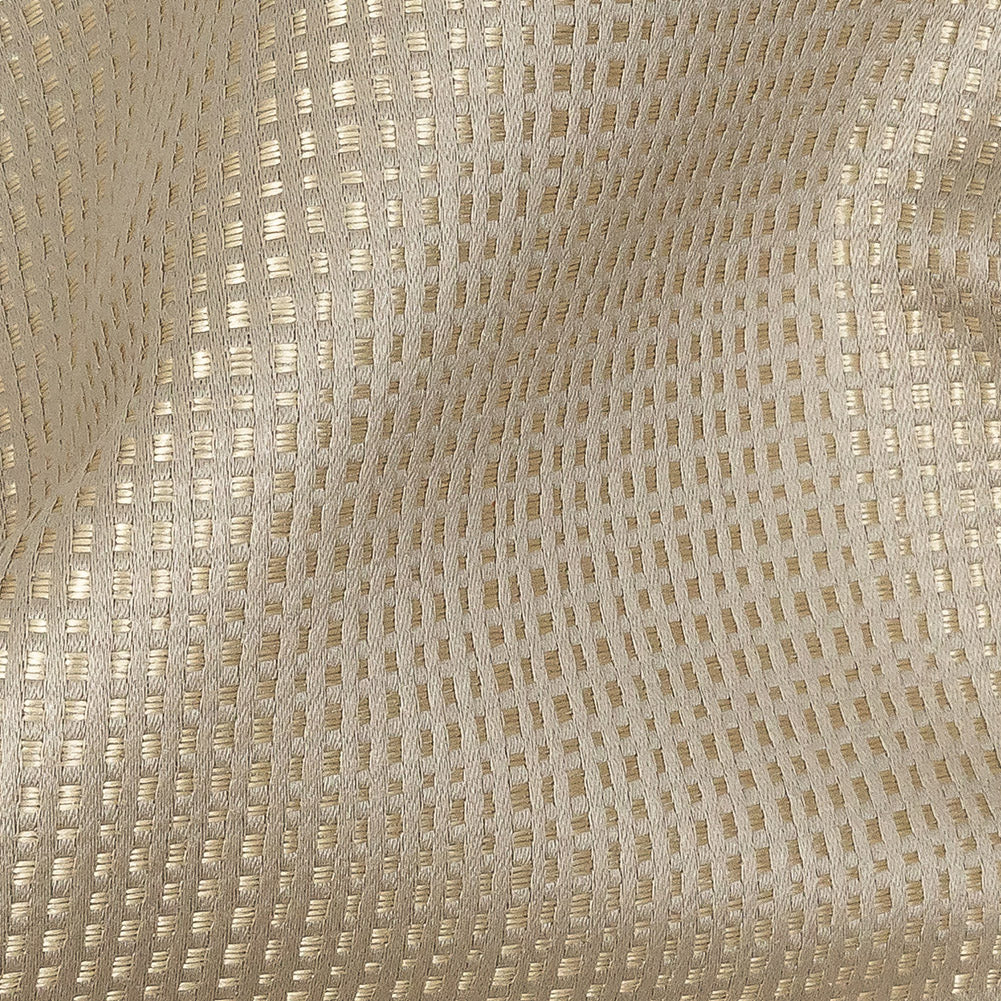 Satin-Faced Jacquard - Taupe Little Squares - British Imported
