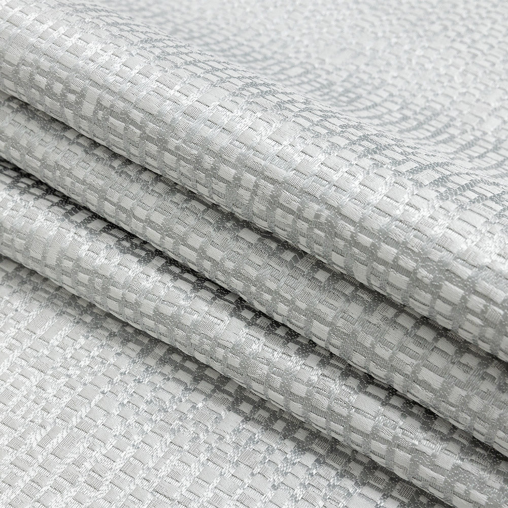 Polyester Jacquard - Platinum Grid - British Imported