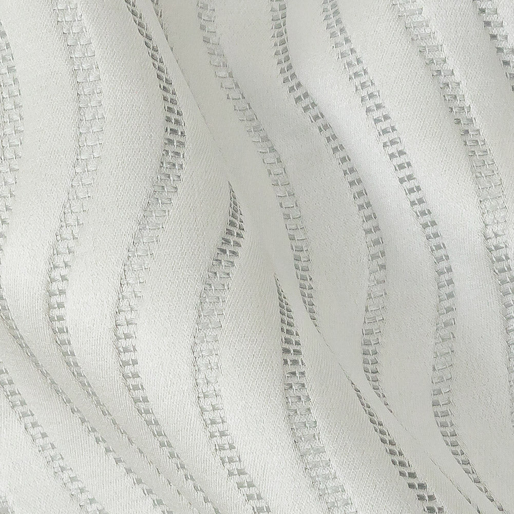Satin-Faced Jacquard - Platinum Wavy Lines - British Imported