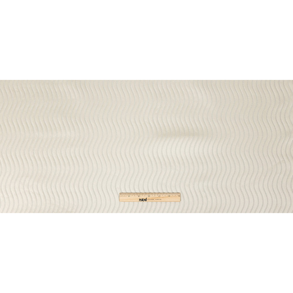 Satin-Faced Jacquard - Taupe Wavy Lines - British Imported