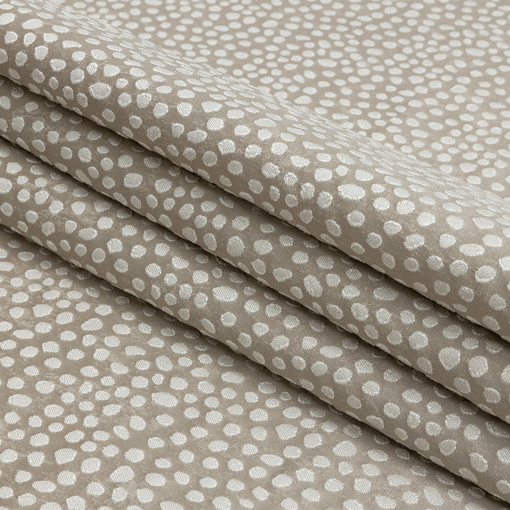 Polyester Jacquard - Taupe Spots - British Imported