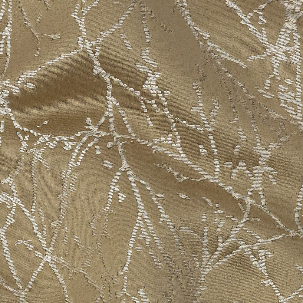 Polyester Jacquard - Gold Wintry Branches - British Imported