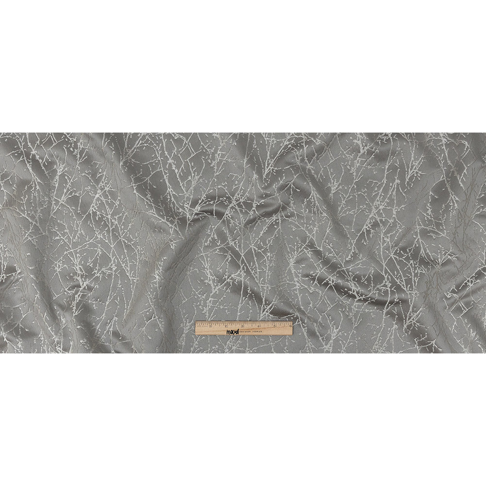 Polyester Jacquard - Graphite Wintry Branches - British Imported